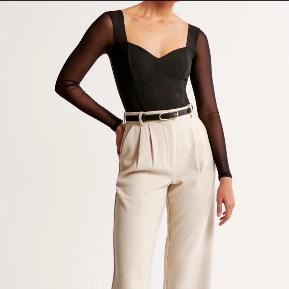 Abercrombie Black Sheer Sleeve Bodysuit